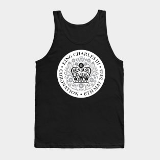 King Charles III Official Coronation Emblem Black and Grey Tank Top